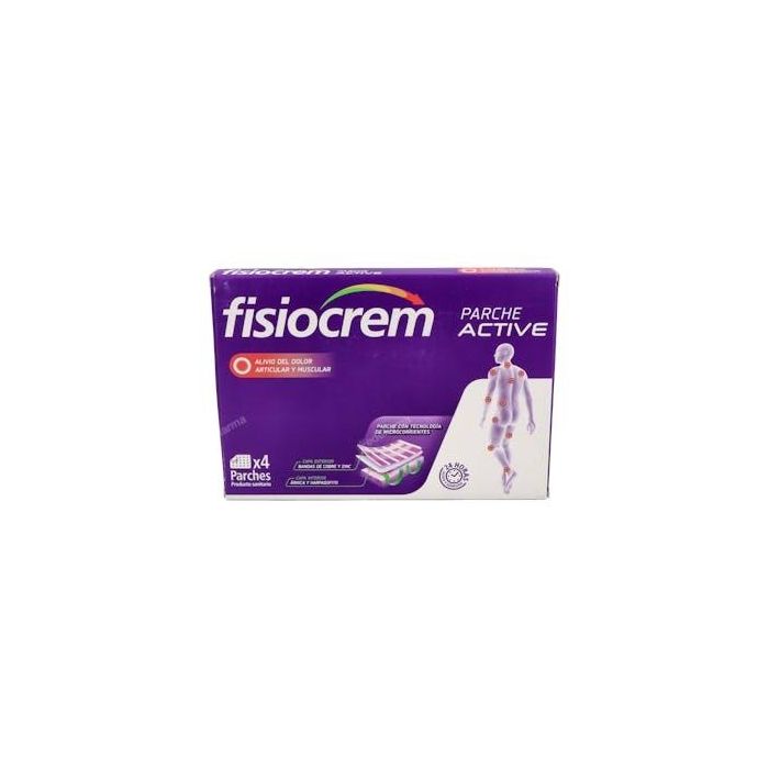 Fisiocrem Parche Active para Salud Articular y Alivio de Dolor Muscular, con Árnica, Harpagofito, Microcorrientes y Efecto 24h, 4 unidades