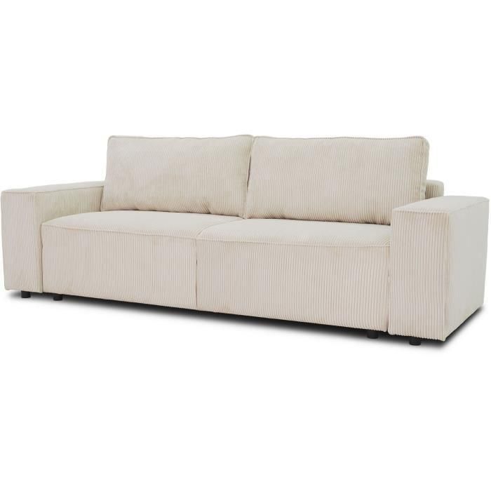 Sofá recto convertible de 3 plazas JOSH - pana beige - Caja de almacenamiento - L239xP86xH85cm 2 Sofá recto convertible de 3 plazas JOSH - pana beige - Caja de almacenamiento - L239xP86xH85cm 2