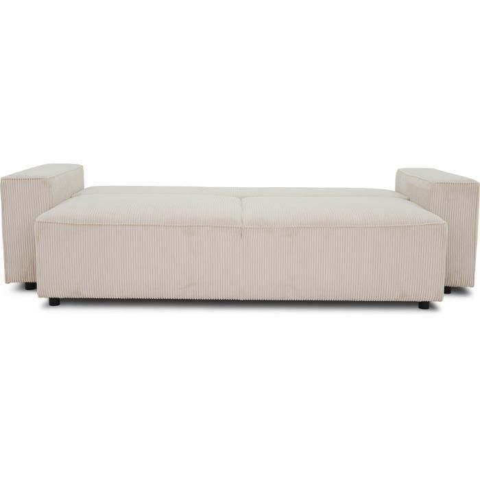 Sofá recto convertible de 3 plazas JOSH - pana beige - Caja de almacenamiento - L239xP86xH85cm 3 Sofá recto convertible de 3 plazas JOSH - pana beige - Caja de almacenamiento - L239xP86xH85cm 3
