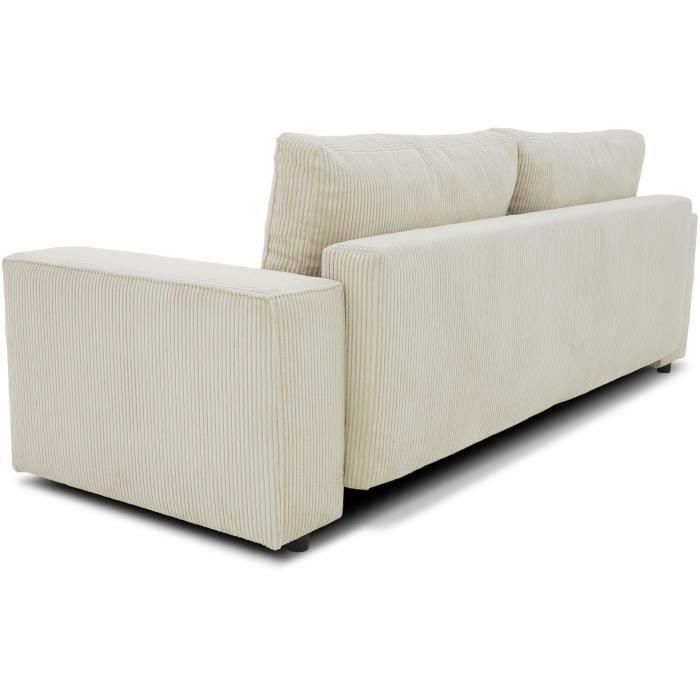 Sofá recto convertible de 3 plazas JOSH - pana beige - Caja de almacenamiento - L239xP86xH85cm 4 Sofá recto convertible de 3 plazas JOSH - pana beige - Caja de almacenamiento - L239xP86xH85cm 4
