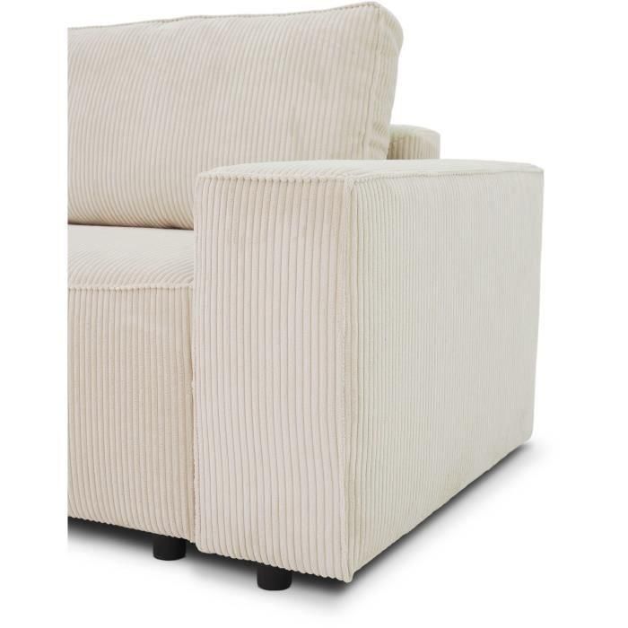 Sofá recto convertible de 3 plazas JOSH - pana beige - Caja de almacenamiento - L239xP86xH85cm 5 Sofá recto convertible de 3 plazas JOSH - pana beige - Caja de almacenamiento - L239xP86xH85cm 5