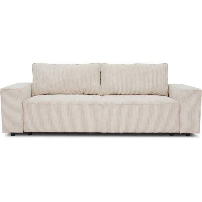 Sofá recto convertible de 3 plazas JOSH - pana beige - Caja de almacenamiento - L239xP86xH85cm Sofá recto convertible de 3 plazas JOSH - pana beige - Caja de almacenamiento - L239xP86xH85cm