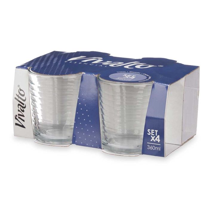 Set 4 Vasos Vidrio Rayas 360 Ml Vivalto 23x10x16cm (6 Unidades) 2 Set 4 Vasos Vidrio Rayas 360 Ml Vivalto 23x10x16cm (6 Unidades) 2