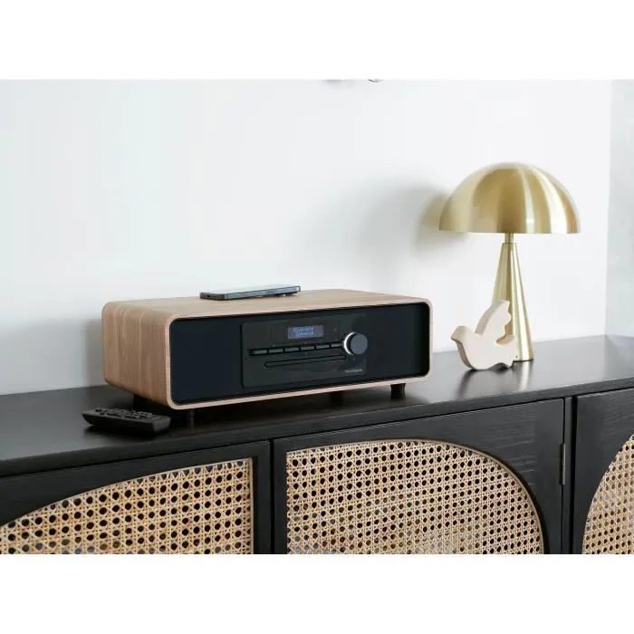 Thomson THO1722424747487 Microsistema Bluetooth Madera/Negro Radio FM/DAB+/CD/MP3/USB/Inducción 75W Pantalla LCD Mando a distancia 4