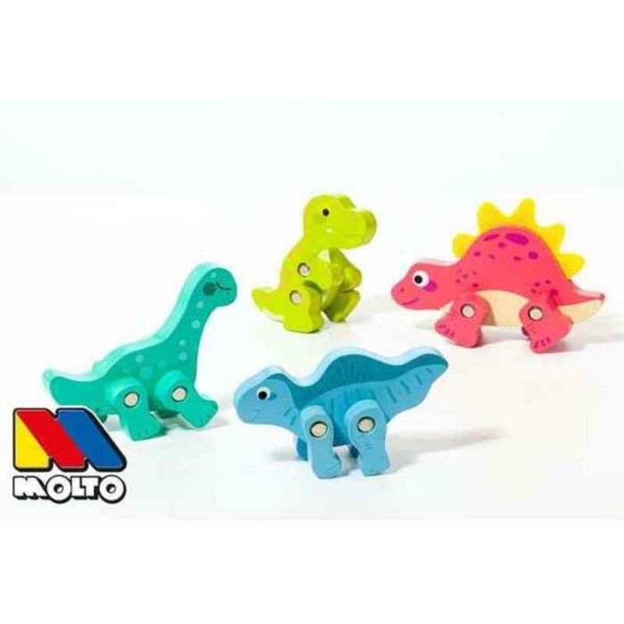 Molto Figuras Dinosaurios de Madera - Set de 4 Piezas - Juguete Infantil para Bebés y Niños, Edad Mínima 1 Año 4 Molto Figuras Dinosaurios de Madera - Set de 4 Piezas - Juguete Infantil para Bebés y Niños, Edad Mínima 1 Año 4