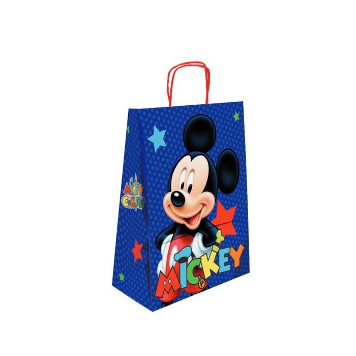 Bolsa Para Regalo Basika Papel Celulosa 90 gr Mickey Con Asa Retorcida Tamaño L 320x140x400 mm 25 unidades