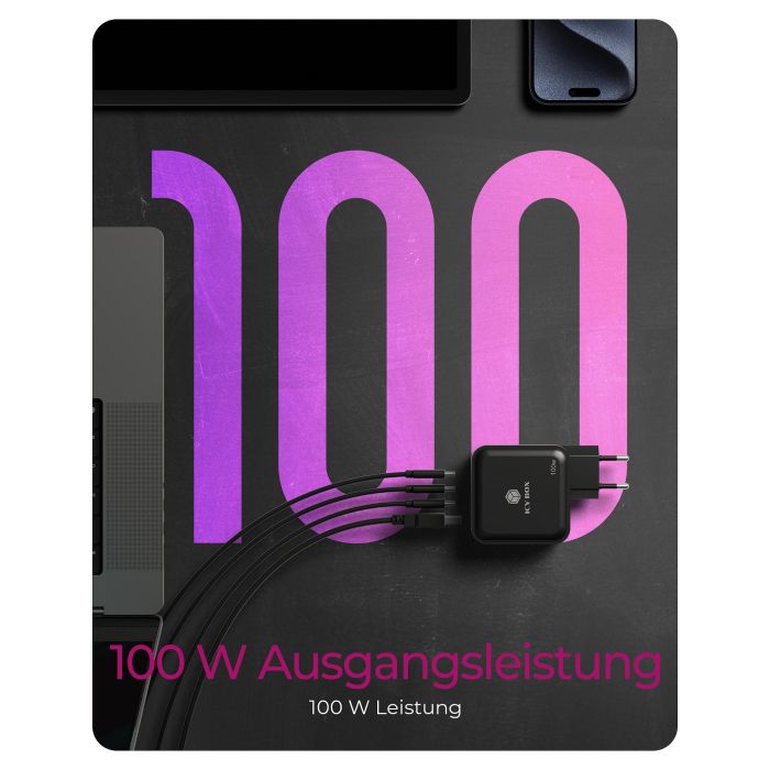 ICY BOX IB-PS1040-PD Cargador GaN 100W con 4 Puertos y Power Delivery 3.0 Negro 1