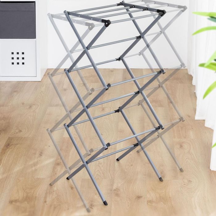 Tendedero Metálico Plegable y Extensible con 3 Alturas Cloxy InnovaGoods 11 barras 9 Tendedero Metálico Plegable y Extensible con 3 Alturas Cloxy InnovaGoods 11 barras 9