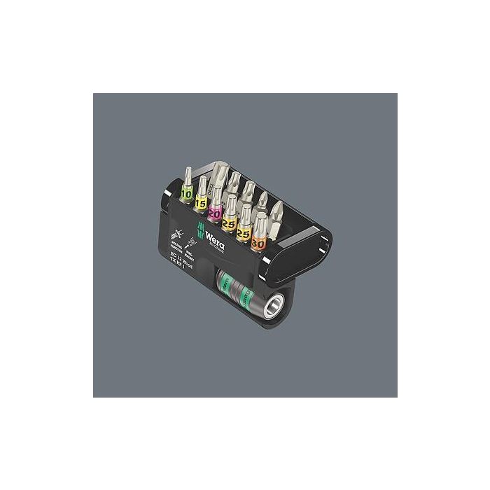 Wera 05057435001 Bit-Check 12 Wood Juego de puntas Torx HF y Pozidriv 1/4" con 11 piezas y estuche 3