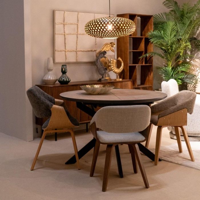 Silla Gris-Natural Tejido-Madera 61 X 56 X 82 cm