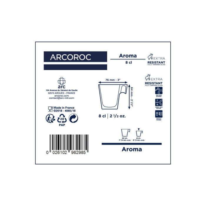 Juego de Tazas de Café Arcoroc ARC C1360 Transparente Vidrio 80 ml (12 Unidades) 4