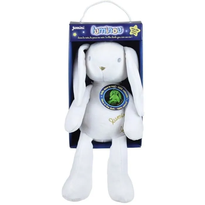 Jemini Conejo de peluche luminoso +/- 30 cm, suave y tranquilizador para niños 5