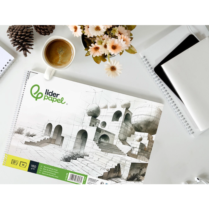 Liderpapel Bloc Dibujo Artístico Folio 230x325mm 180 gr/m2 20 Hojas con Recuadro Perforado 6
