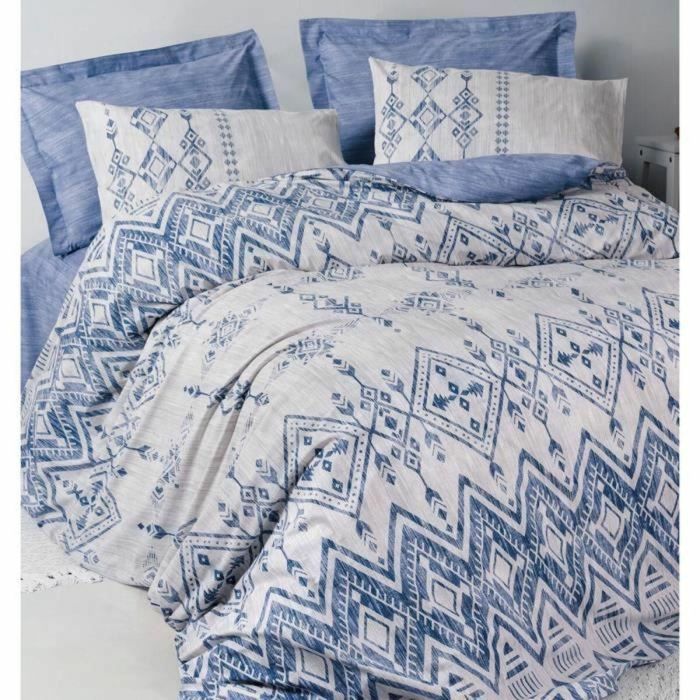 ASI8684283035236 Juego de cama Azul 100% algodón con 1 funda nórdica 220x240 cm y 2 fundas almohada 60x60 cm 1