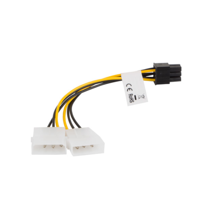 Lanberg Cable de Alimentación Molex 2X Macho IEC 320 C14 a Uni-Schuko Hembra Negro 0.20m