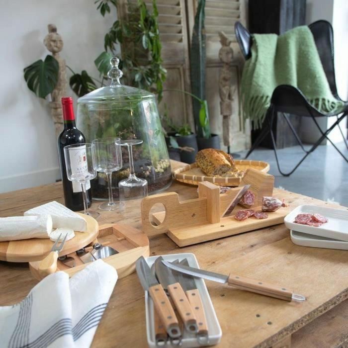 Livoo Meseta Giratoria de Queso MEN28 con 4 Utensilios: Cuchillo Mantequilla, Cuchillo Pasta, Pala Parmesano y Tenedor 1