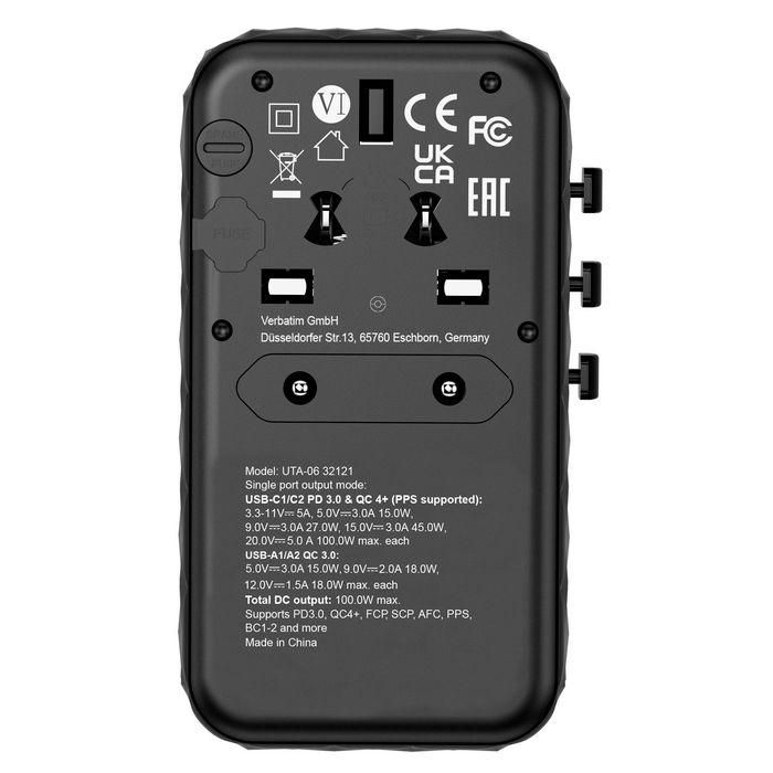 Verbatim Uta-06 Adaptador Universal De Viaje Con 2 Puerto Usb-C - 2 Puerto Usb-A 10 Verbatim Uta-06 Adaptador Universal De Viaje Con 2 Puerto Usb-C - 2 Puerto Usb-A 10