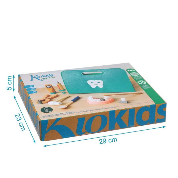 KioKids Juguete Set de Dentista de Madera Educativo con Accesorios, Maletín, Dientes y Caries para Niños +36 meses Multicolor 4