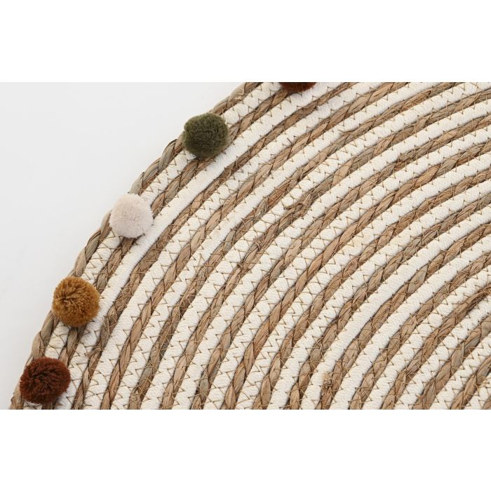 DKD Home Decor Alfombra Infantil Colección Leon Pompon, Algodón y Seagrass, Natural Multicolor, 90x90 cm (2 Unidades) 1 DKD Home Decor Alfombra Infantil Colección Leon Pompon, Algodón y Seagrass, Natural Multicolor, 90x90 cm (2 Unidades) 1