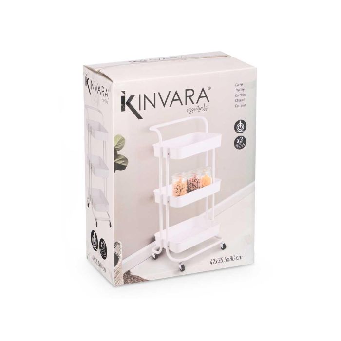 Carro Organizador Kinvara 3 Pisos Blanco 42x35.5x86 cm 2 Carro Organizador Kinvara 3 Pisos Blanco 42x35.5x86 cm 2