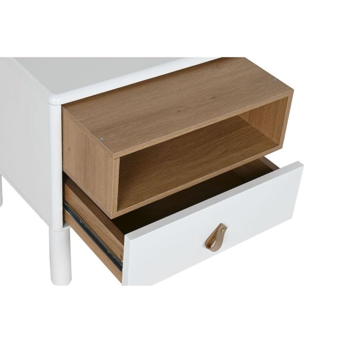 Mesita de Noche Home ESPRIT Blanco Natural Poliuretano Madera MDF 48 x 40 x 55 cm 8