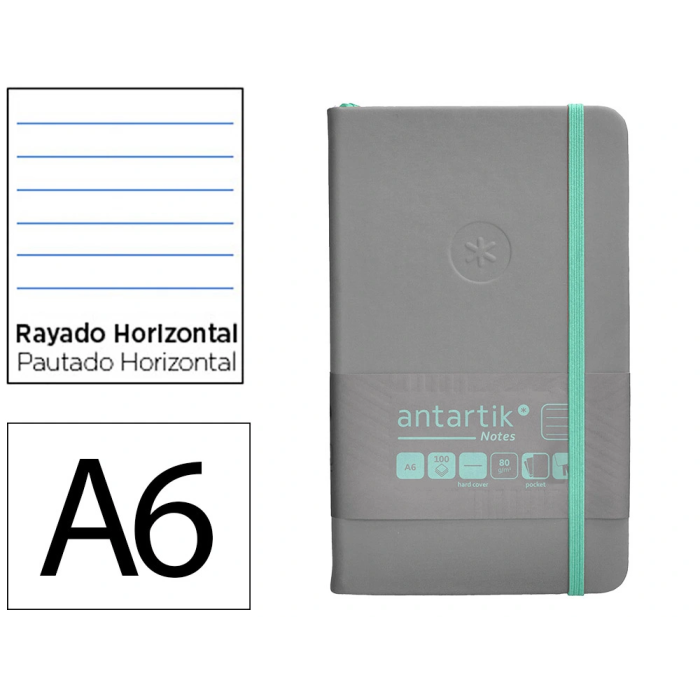 Antartik Cuaderno A6 Tapa Dura 100 Hojas Rayas Gris y Turquesa 80gr FSC 0 Antartik Cuaderno A6 Tapa Dura 100 Hojas Rayas Gris y Turquesa 80gr FSC 0