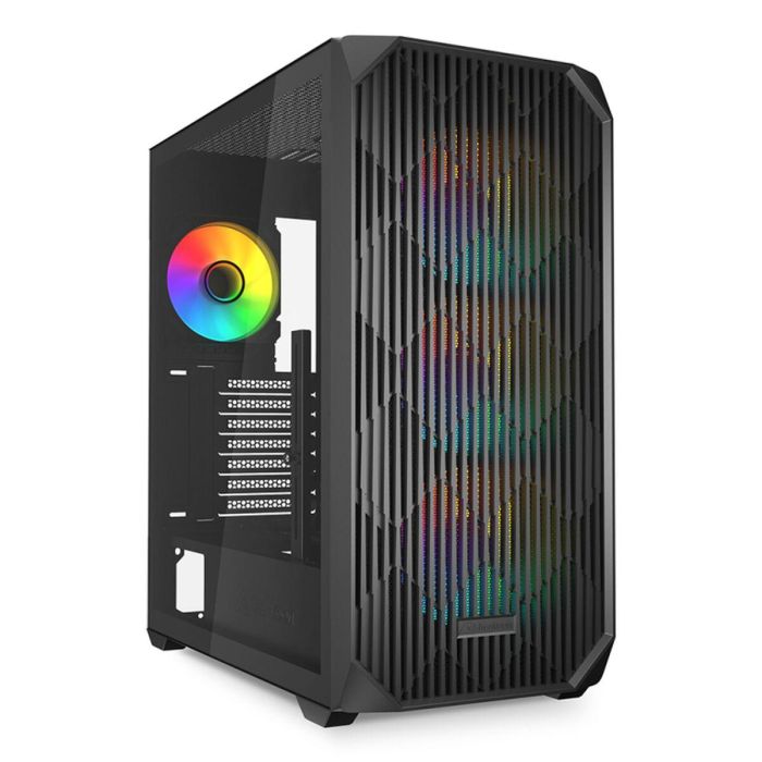 Sharkoon AK3 RGB Midi Tower Caja PC Negro con Panel Frontal Permeable y Cristal Templado, 4 Ventiladores RGB PWM 120mm Preinstalados Sharkoon AK3 RGB Midi Tower Caja PC Negro con Panel Frontal Permeable y Cristal Templado, 4 Ventiladores RGB PWM 120mm Preinstalados
