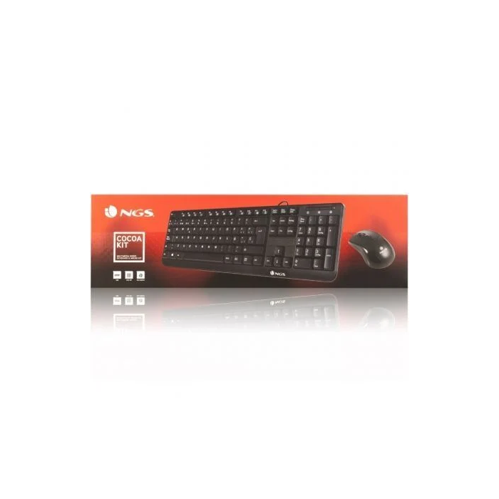 NGS COCOAKIT Teclado Ratón USB Negro QWERTY 1000 DPI
