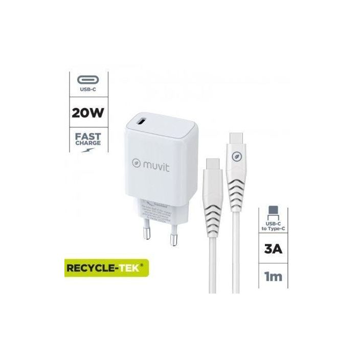 Cargador de Pared Muvit MCPAK0044 20 W Blanco 1 Cargador de Pared Muvit MCPAK0044 20 W Blanco 1