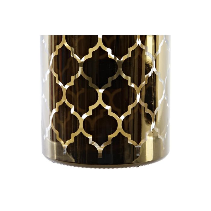 DKD Home Decor Portavela Navidad Moderna Cristal y Metal Dorado 10x10x15 cm 1