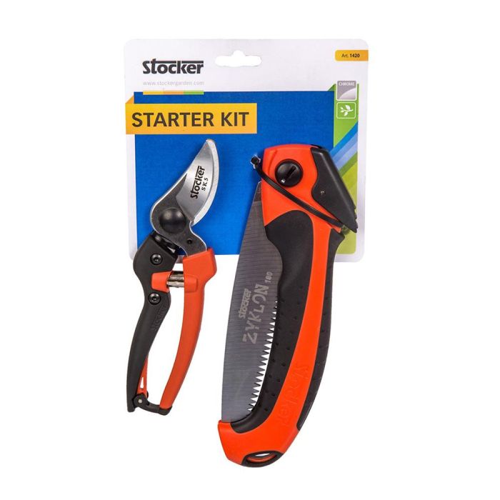 Stocker Kit de Poda Starter Serrucho 1419 Tijera 323 Jardín Frutales Ergonómica Antideslizante