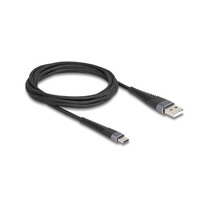 DeLOCK 81122 Cable USB 2.0 USB-A a USB-C de 2 metros, carga rápida 60W, forro textil, negro 0 DeLOCK 81122 Cable USB 2.0 USB-A a USB-C de 2 metros, carga rápida 60W, forro textil, negro 0