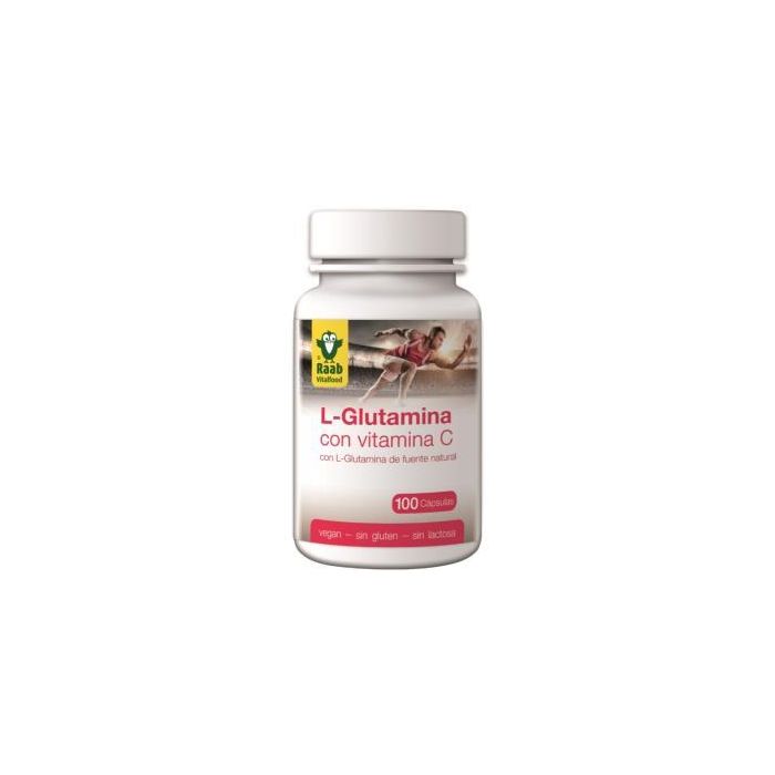 RAAB VITALFOOD L-Glutamina con Vitamina C 100 Cápsulas Veganas - Ideal para Deportistas y Personas Activas