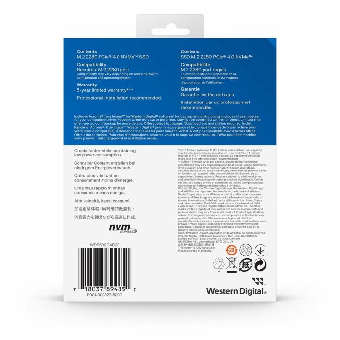 Disco Duro Western Digital Blue SN5000 500 GB SSD 1