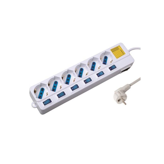 Regleta Enchufes 6 Tomas con Interruptor Ewent EW3932 1,5 m 2500W (1,5 m)