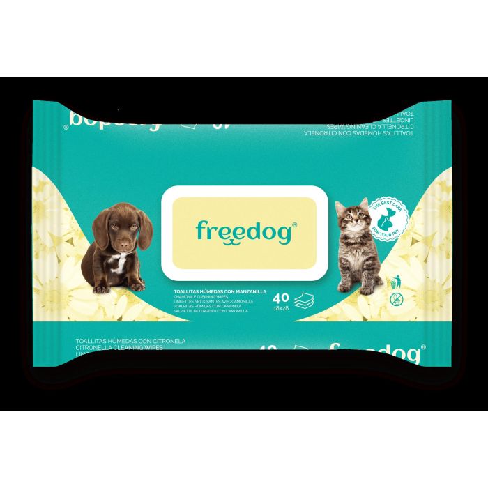 Freedog Toallitas Húmedas Manzanilla Grande 40Ud 28x18 cm