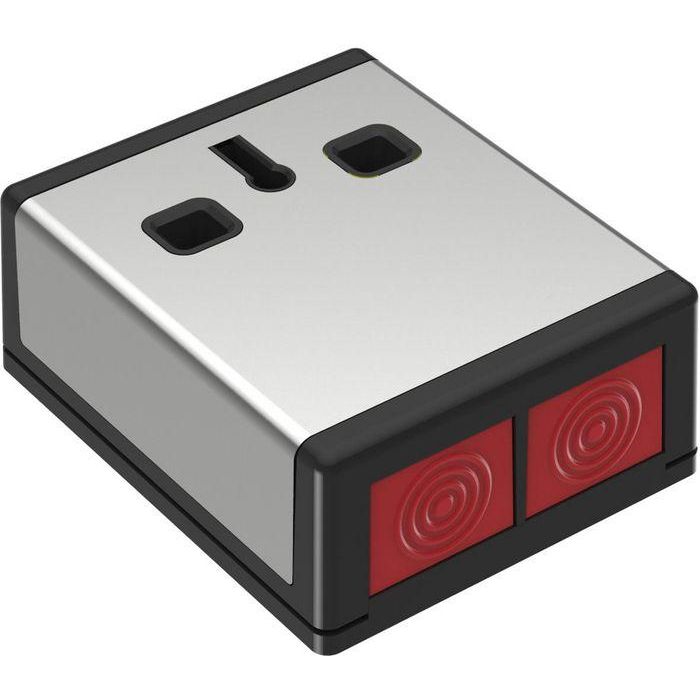 CQR PA Black-SS G3 Botón de Pánico Doble Pulsación Inoxidable Negro, Reiniciable con Llave, Anti-Manipulación, Grado 3