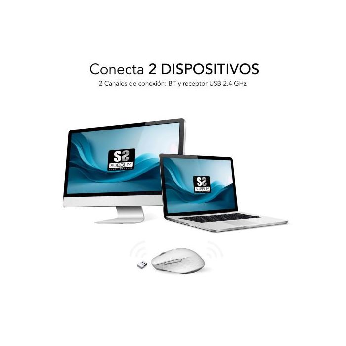 SUBBLIM CURVE ERGO DUAL MOUSE BATTERY WHITE 2
