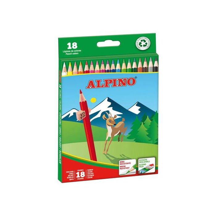 Lapices De Colores Alpino Largos Estuche De 18