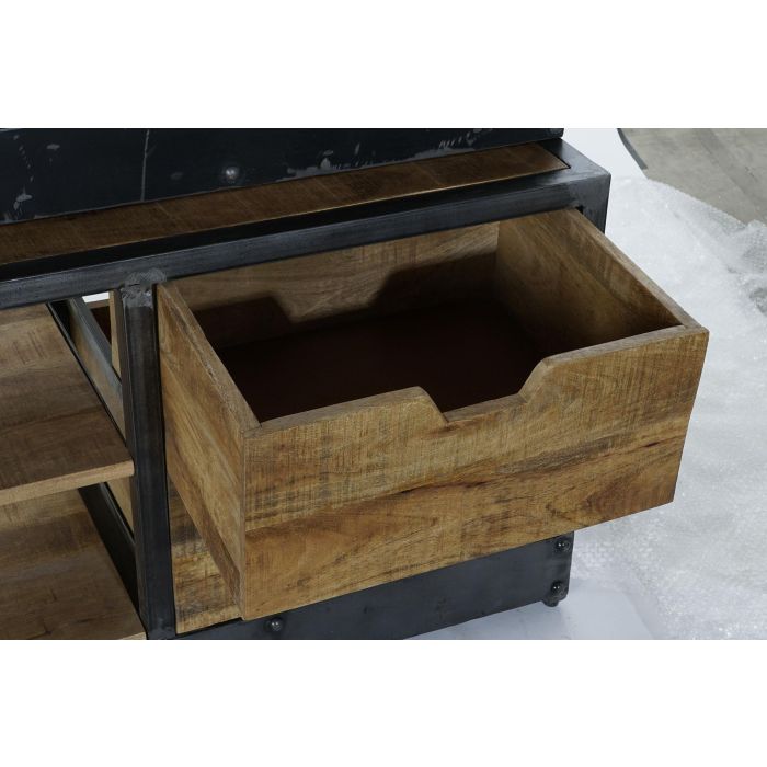 DKD Home Decor Estanteria Vintage Natural Negro 164 x 47 x 226 cm Madera Reciclada Metal 4 Cajones 6 Estantes 3