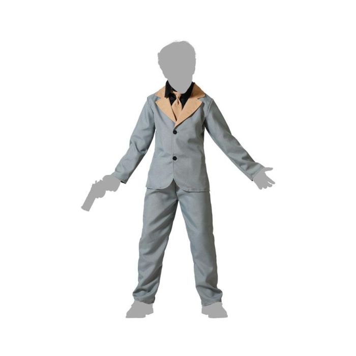 Disfraz de Payaso Escalofriante Gris para Niño 5-6 Años, incluye Chaqueta, Corbata, Camisa y Pantalón. Ideal para Carnaval, Halloween. 4