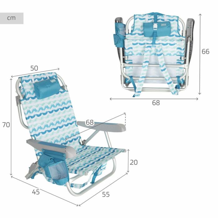 Silla de Playa Aktive 50 x 70 x 45 cm (2 Unidades) 3 Silla de Playa Aktive 50 x 70 x 45 cm (2 Unidades) 3