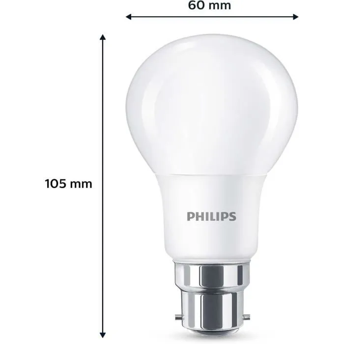Philips Bombilla LED 8719514451278 60W B22 Blanco Cálido Mate No Regulable Pack 3 Unidades 1