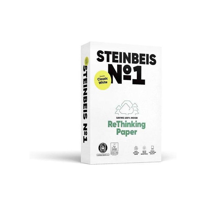Stenbeis Papel reciclado Din A4, 210x297 mm, 500 hojas, 80 g, Certificado RAL-UZ 14 Blauer Engel