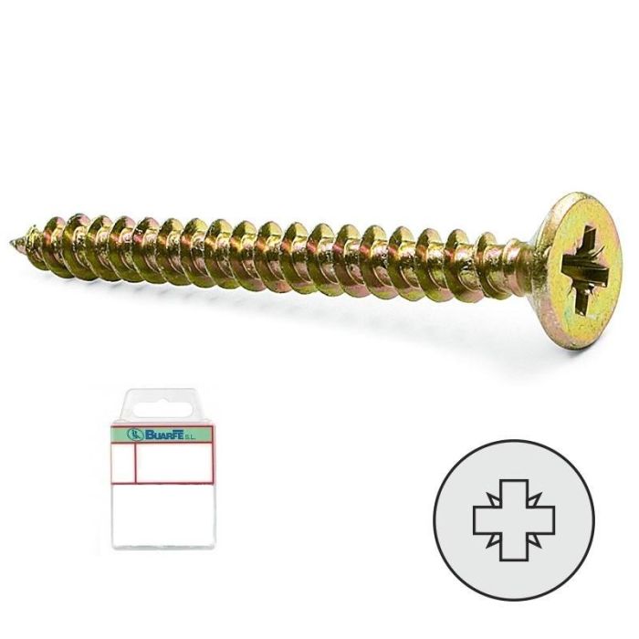 Duver Tornillo Rosca Madera Cabeza Plana Pozidrive Largo 25mm Diámetro 3mm Blister