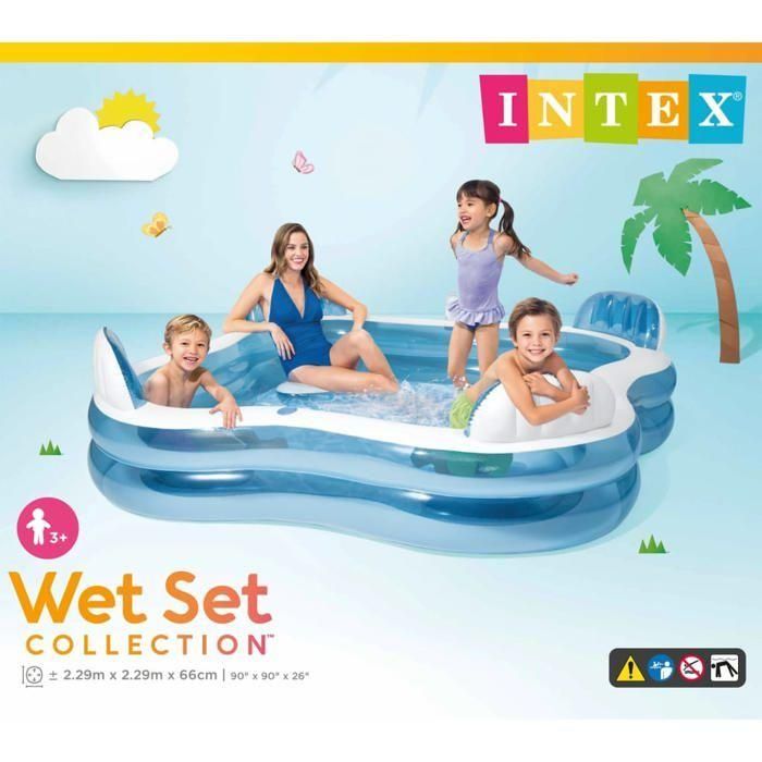 Intex Piscina Hinchable con 4 Asientos, Capacidad 990 Litros, 229x229x66 cm de PVC 2 Intex Piscina Hinchable con 4 Asientos, Capacidad 990 Litros, 229x229x66 cm de PVC 2