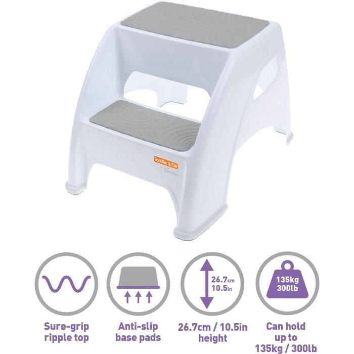 Taburete con escalera - DREAMBABY - Toddler & Me 2 Up - Antideslizante y texturizado - Hasta 145kg para pequeños y adultos - Gris 1 Taburete con escalera - DREAMBABY - Toddler & Me 2 Up - Antideslizante y texturizado - Hasta 145kg para pequeños y adultos - Gris 1
