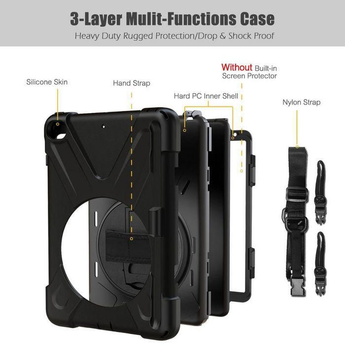 eSTUFF Funda Austin Defender para iPad Mini 5/4 Negra Antigolpes con Soporte y Correa 3