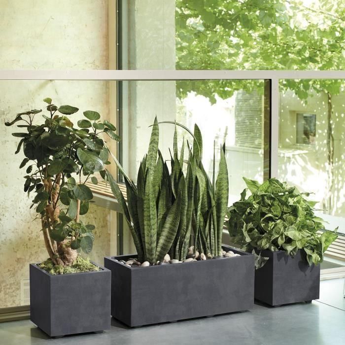 Maceta Cubo - DEROMA - Millennium R - Antracita - Con reserva de agua - 25 cm 2