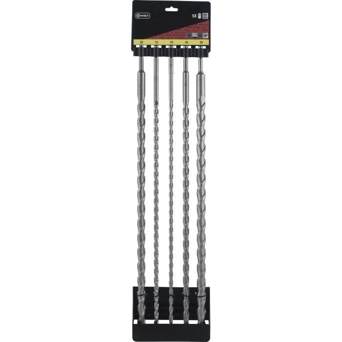 Connex 5594190 Juego de Brocas SDSplus de 600 mm, diámetros 10, 12, 16, 22 y 25 mm